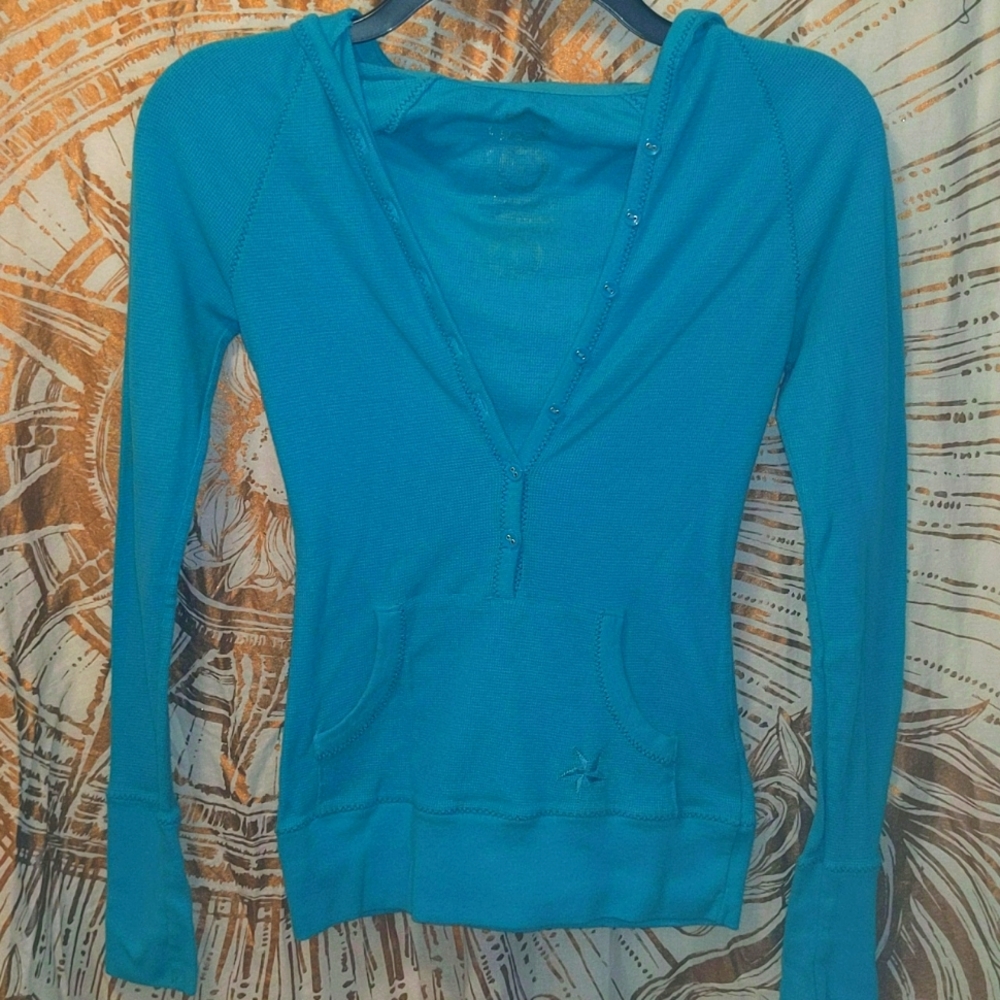 Nollie Blue Hooded Long Sleeve Top